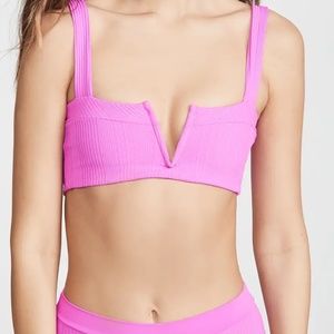 NWOT L*Space Lee Lee Bikini Top Frenchi Bikini Bottoms Small Bright Fuchsia Set
